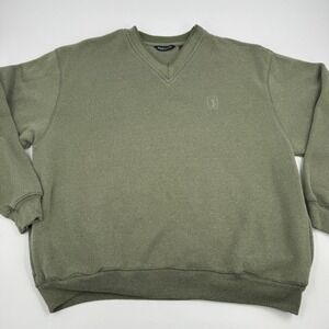 PGA Tour Men's Olive‎ Green V-Neck Golf Pullover Sweatshirt, Embroidered Logo
